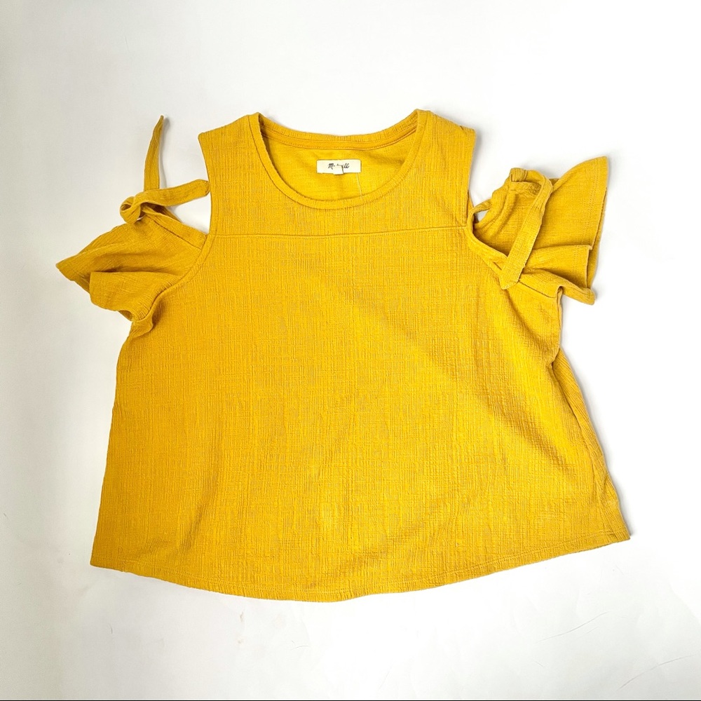 Madewell S Top Skylark Tie Cold Shoulder Yellow